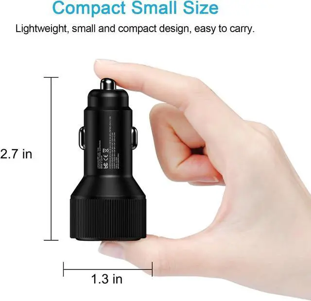 Alt view image 7 of 7 - 78W Fast Car Charger Adapter Auto Plug - USB C & USB A Multi 3 Ports Charging - Cigarette Lighter Cell Phone Automobile Charger for iPhone 16e 16 15 14 13 12 11  Galaxy S25 S24 S23 S22 S21