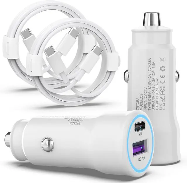Main image of iPhone 16 Car Charger - 2Pack 48W PD&QC4.0 Dual Port USB C Car Charger Adapter with USB C to C Cable for iPhone 16/15 Series  Galaxy Series iPad Pro AirPods Pixel and More