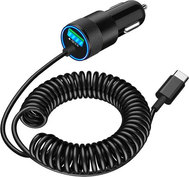 Main image of MFi CertifiediPhone 16 Car Charger Fast Charging 75W USB C PD&QC Car Power Cigarette Lighter USB Charger with 6FT Type C Coiled Cable for iPhone 16/16 Pro Max/15 Pro/Galaxy S25/S24/Pixel