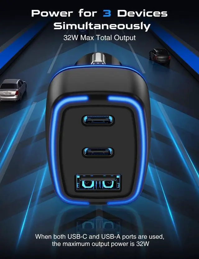 Alt view image 2 of 7 - USB C Car Charger 3 Port PD Super Mini Cigarette Lighter Adapter 2Pack USB-C & A Fast Car Charging for iPhone 16/15 Pro Max Galaxy S25/S24 iPad Pixel Android Phones Travel Essentials for Men