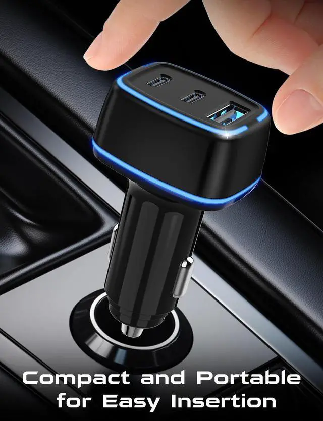 Alt view image 6 of 7 - USB C Car Charger 3 Port PD Super Mini Cigarette Lighter Adapter 2Pack USB-C & A Fast Car Charging for iPhone 16/15 Pro Max Galaxy S25/S24 iPad Pixel Android Phones Travel Essentials for Men