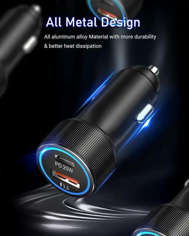 Alt view image 4 of 7 - USB C Car Charger 2 Pack 38W Cigarette Lighter Adapter 12V USB Outlet PD/QC Fast Charging Car Phone Charger Plug for iPhone 16 15 14 13 Pro Max iPad Android  S25 S24 S23 S22 Pixel 9 8