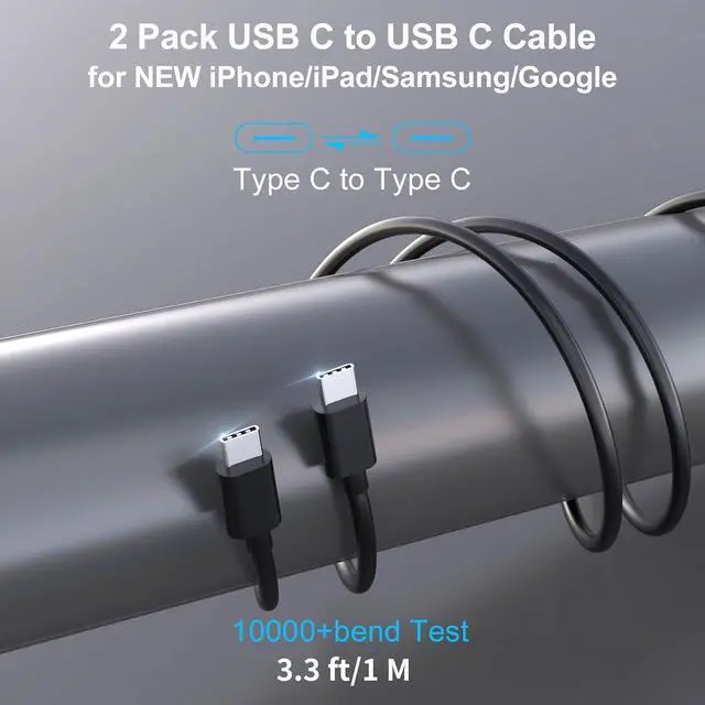 Alt view image 5 of 7 - 2 Pack 90W USB C Car Charger Super Fast Charging for iPhone 16 Pro Max/Plus/15  Galaxy S25 Ultra/S24/S23/A55/Pixel 9 Dual 45W PD Port Cigarette Lighter Adapter with 3.3FT Type C Cord