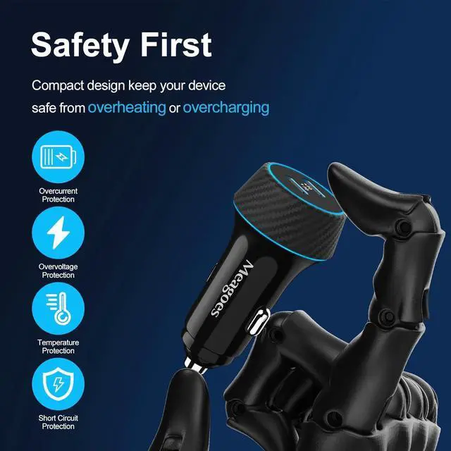 Alt view image 6 of 7 - 2 Pack 90W USB C Car Charger Super Fast Charging for iPhone 16 Pro Max/Plus/15  Galaxy S25 Ultra/S24/S23/A55/Pixel 9 Dual 45W PD Port Cigarette Lighter Adapter with 3.3FT Type C Cord