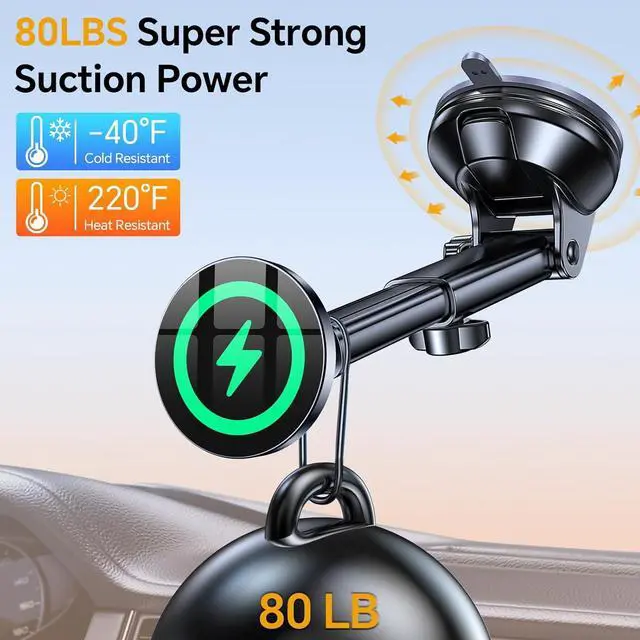 Alt view image 7 of 7 - for MagSafe Car Mount ChargerUltra MagnetMagnetic Phone Holders for Your Car ChargerWindshield+Vent+DashMagnetic Wireless Car Phone Holder Charger Car Mount for iPhone 16 Pro Max 15 14 13