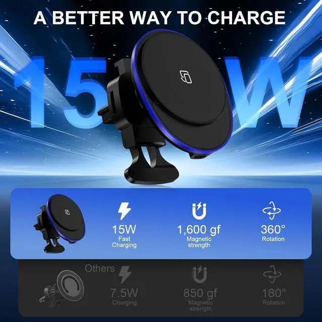 Alt view image 2 of 7 - Wireless Car Mount Charger Magnetic Charger for  Galaxy S25 Ultra S24 Plus S23 FE S22 S21 S20 S10/15W Fast Air Vent Auto Phone Magsafe Wireless Car Charge for iPhone 16e 16 Pro Max 15 14 13 12