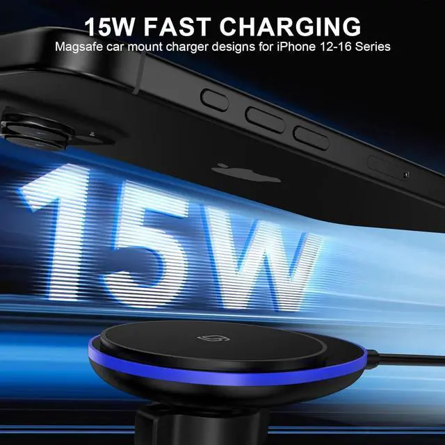 Alt view image 3 of 7 - Wireless Car Mount Charger Magnetic Charger for  Galaxy S25 Ultra S24 Plus S23 FE S22 S21 S20 S10/15W Fast Air Vent Auto Phone Magsafe Wireless Car Charge for iPhone 16e 16 Pro Max 15 14 13 12