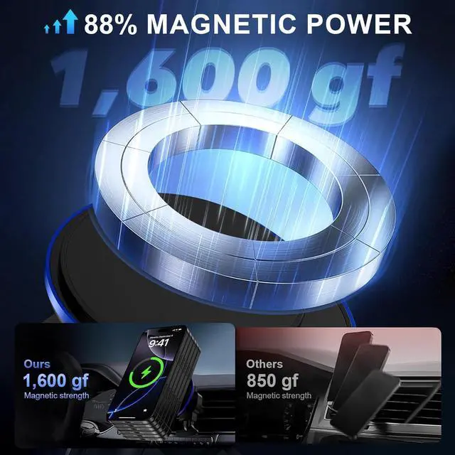 Alt view image 4 of 7 - Wireless Car Mount Charger Magnetic Charger for  Galaxy S25 Ultra S24 Plus S23 FE S22 S21 S20 S10/15W Fast Air Vent Auto Phone Magsafe Wireless Car Charge for iPhone 16e 16 Pro Max 15 14 13 12
