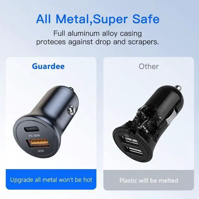 Alt view image 5 of 7 - USB C Car Charger 2-Port 60W Type-C Car Power Adapter PD30W&QC30W Cigarette Lighter USB Charger for iPhone 16 15 Pro Max Mini Plus  Galaxy S24 S23