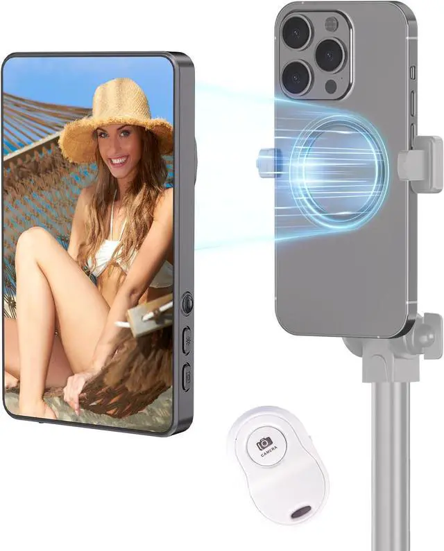 Main image of Selfie Monitor Screen Phone Vlog Selfie Monitor Screen Support Wireless Synchronization 0 Latency Remote Control Operation 1800mAh Battery Back Camera for iPhone & Android Phone