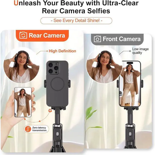 Alt view image 2 of 6 - Selfie Monitor Screen Phone Vlog Selfie Monitor Screen Support Wireless Synchronization 0 Latency Remote Control Operation 1800mAh Battery Back Camera for iPhone & Android Phone