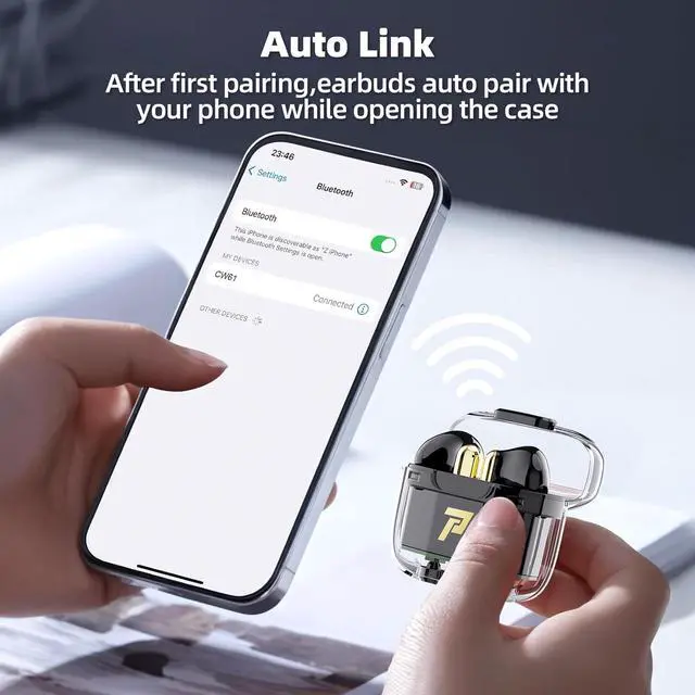 Alt view image 3 of 7 - Promise Wireless Earbuds Bluetooth5.3 Earphones,40Hrs Play, ENC Noise Cancelling Mic,13mm Deep Bass,Remote Control for TikTok,YouTube Shorts Like,Smart Phone Laptop Computer Sports Headphones(Black)