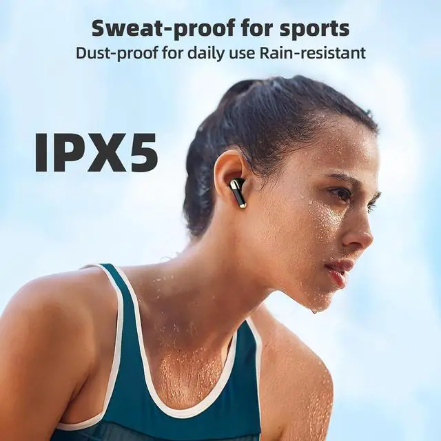 Alt view image 5 of 7 - Promise Wireless Earbuds Bluetooth5.3 Earphones,40Hrs Play, ENC Noise Cancelling Mic,13mm Deep Bass,Remote Control for TikTok,YouTube Shorts Like,Smart Phone Laptop Computer Sports Headphones(Black)