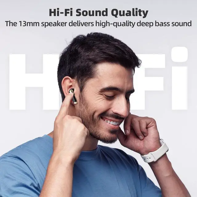 Alt view image 4 of 7 - Promise Wireless Earbuds Bluetooth5.3 Earphones,40Hrs Play, ENC Noise Cancelling Mic,13mm Deep Bass,Remote Control for TikTok,YouTube Shorts Like,Smart Phone Laptop Computer Sports Headphones(Black)