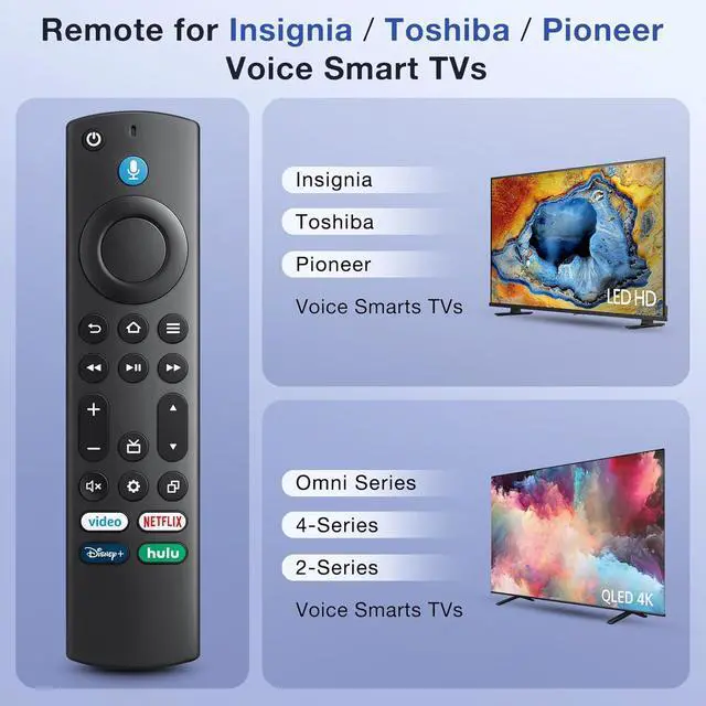 Alt view image 2 of 7 - Replacement-Voice-Remote-Control-for-Insignia-Toshiba-Pioneer-Smart-TVs