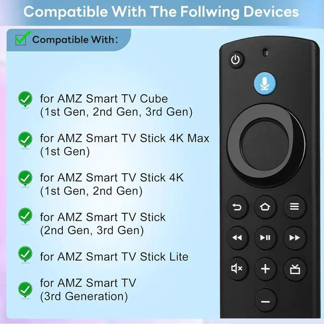 Alt view image 2 of 6 - Replacement Remote Control for Smart TV Stick & TV Cube Compatible with Insignia/Toshiba/Pioneer Smart2nd Gen/3rd Gen/4K/Lite/4K Max