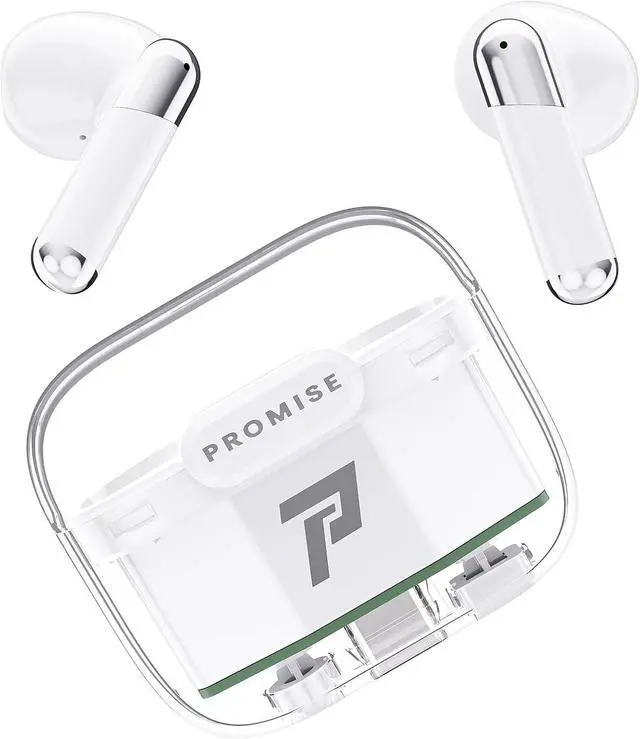 Main image of Promise Wireless Earbuds Bluetooth5.3 Earphones,40Hrs Play, ENC Noise Cancelling Mic,13mm Deep Bass,Remote Control for TikTok,YouTube Shorts Like,Smart Phone Laptop Computer Sports Headphones(White)