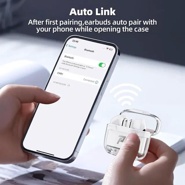 Alt view image 3 of 7 - Promise Wireless Earbuds Bluetooth5.3 Earphones,40Hrs Play, ENC Noise Cancelling Mic,13mm Deep Bass,Remote Control for TikTok,YouTube Shorts Like,Smart Phone Laptop Computer Sports Headphones(White)
