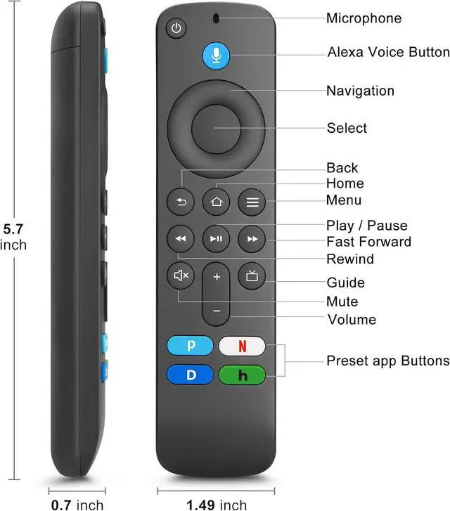 Alt view image 7 of 7 - Replacement Voice Remote Control Compatible with TV Stick TV Cube and Insignia/Toshiba/Pioneer Smart TVs