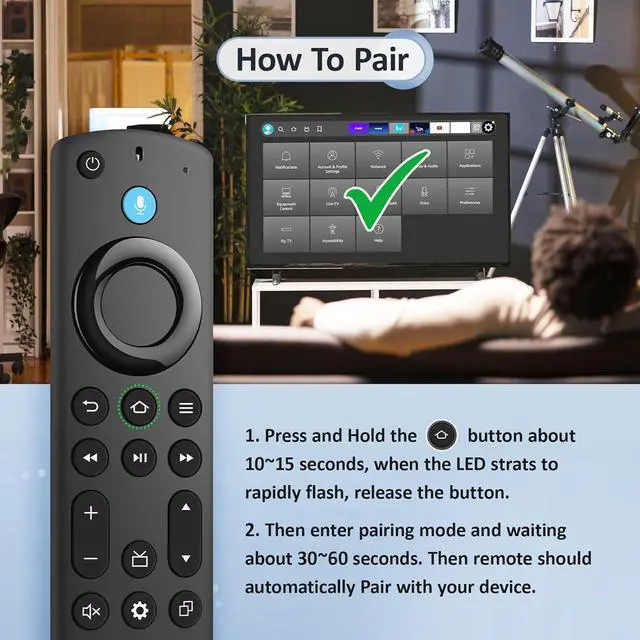 Alt view image 5 of 7 - Replacement Voice Remote Control for All Series TV Cube/Stick Compatible with Stick 4K Max/4K (1st/2nd Gen) Stick (2nd/3rd Gen)/Lite/HD Omni Series Insignia/Toshiba/Pioneer Smart TV