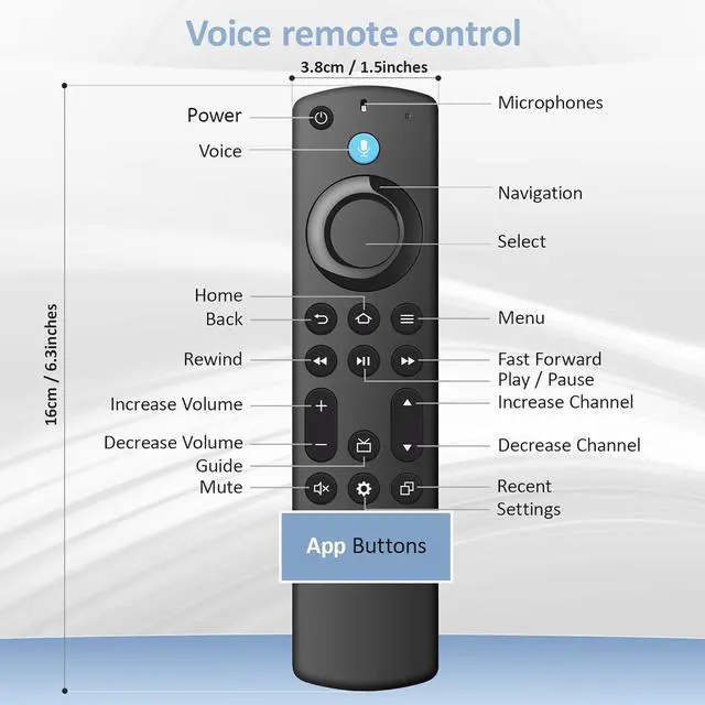 Alt view image 7 of 7 - Replacement Voice Remote Control for All Series TV Cube/Stick Compatible with Stick 4K Max/4K (1st/2nd Gen) Stick (2nd/3rd Gen)/Lite/HD Omni Series Insignia/Toshiba/Pioneer Smart TV