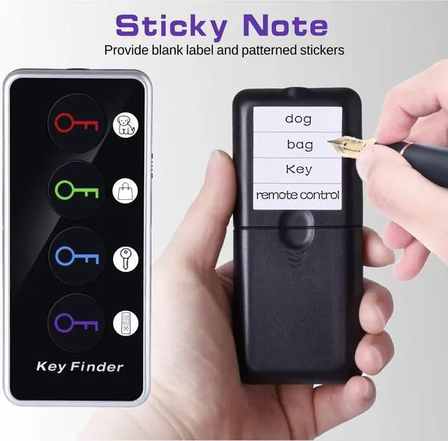 Alt view image 4 of 6 - Key Finder 80dB+ RF Item Locator Tags with 131ft. Working Range Wireless Remote Tracker for Wallet Phone Glasses Pet 1 RF Transmitter & 4 Receivers