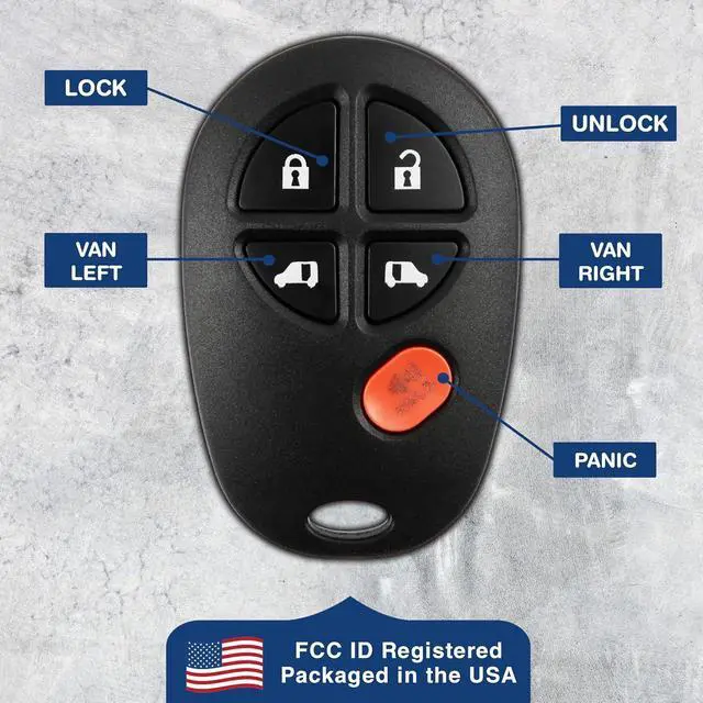 Alt view image 5 of 7 - Key Fob for 2004 2005 2006 2007 2008 2009 2010 2011 2012 2013 2014 2015 2016 2017 2018 Toyota Sienna Keyless Entry Remote Control 5-Button GQ43VT20T Programming Guide Included