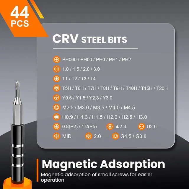 Alt view image 3 of 7 - JOREST 59Pcs Small Precision Screwdriver Set with Torx T5 T6 T8 Mini Repair Tool Kit for Macbook Computer Laptop iPhone PS4 PS5 Xbox Switch Eyeglasses Watch PC Ring Doorbell Electronic