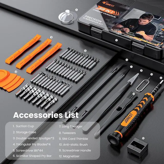 Alt view image 6 of 7 - JOREST 59Pcs Small Precision Screwdriver Set with Torx T5 T6 T8 Mini Repair Tool Kit for Macbook Computer Laptop iPhone PS4 PS5 Xbox Switch Eyeglasses Watch PC Ring Doorbell Electronic