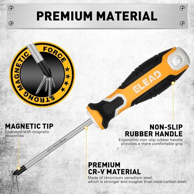 Alt view image 3 of 7 - 6-Piece Magnetic Screwdrivers Set 3 Phillips and 3 Slotted Tips Professional Cushion Grip Screwdriver Set