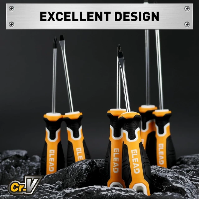 Alt view image 6 of 7 - 6-Piece Magnetic Screwdrivers Set 3 Phillips and 3 Slotted Tips Professional Cushion Grip Screwdriver Set
