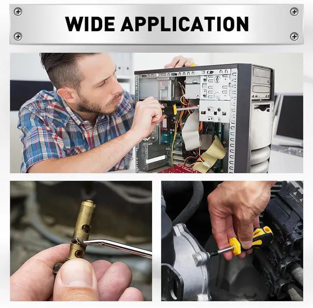 Alt view image 6 of 7 - 13-Pieces Screwdriver Set Magnetic 4 Phillips and 4 Flat Head Tips and Precision Automotive Hook Set for Fastening and Loosening Seized