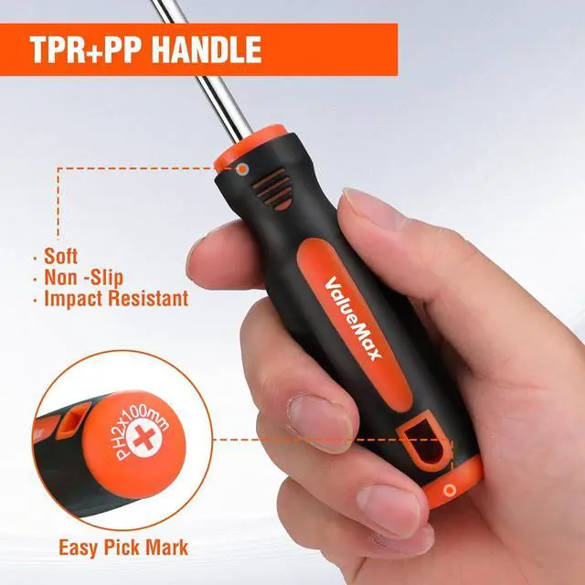 Alt view image 4 of 7 - 6-Piece Magnetic Screwdriver Set 3 Phillips and 3 Flat Tip Screwdrivers Non-slip Handle Screw Driver Set Kit