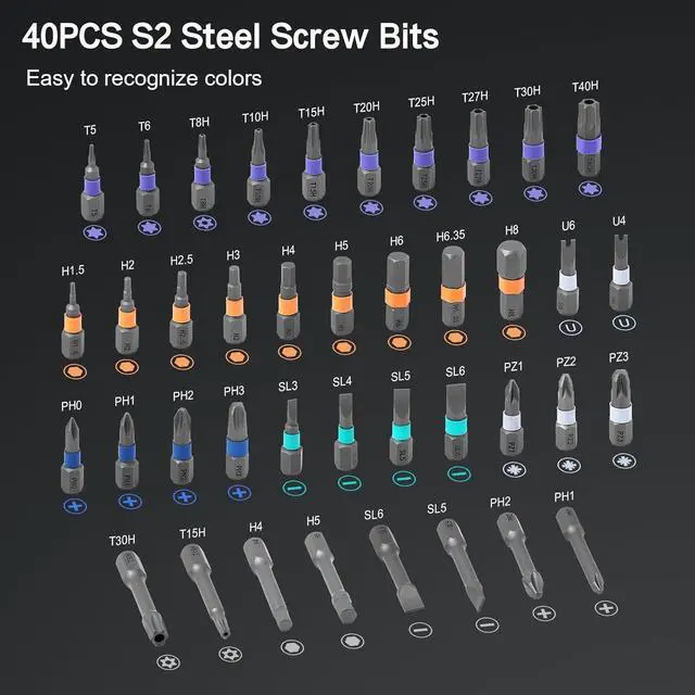 Alt view image 6 of 7 - 42 in 1 Magnetic Screwdriver Set DIY Ratchet Screwdriver Set Multi Bit Magnetic Drive Set with Detachable Ratchet Handle Portable Compact Repair Tool Kit for Furniture Computer Bicycle Gray