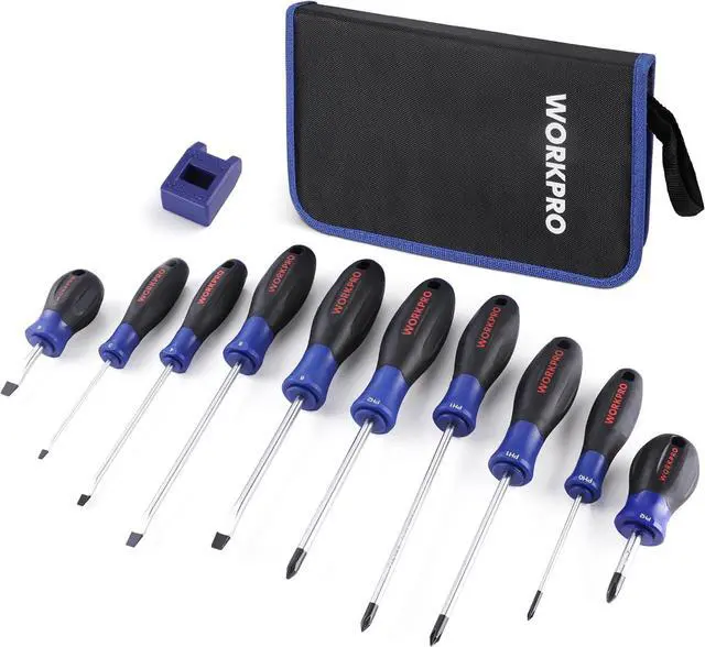 Main image of 10-Piece Magnetic Screwdriver Set with Pouch Phillips Slotted Flat Head Screwdriver Include Magnetizer Screwdriver with Non-Slip Grip for Home Repair and DIY Projects