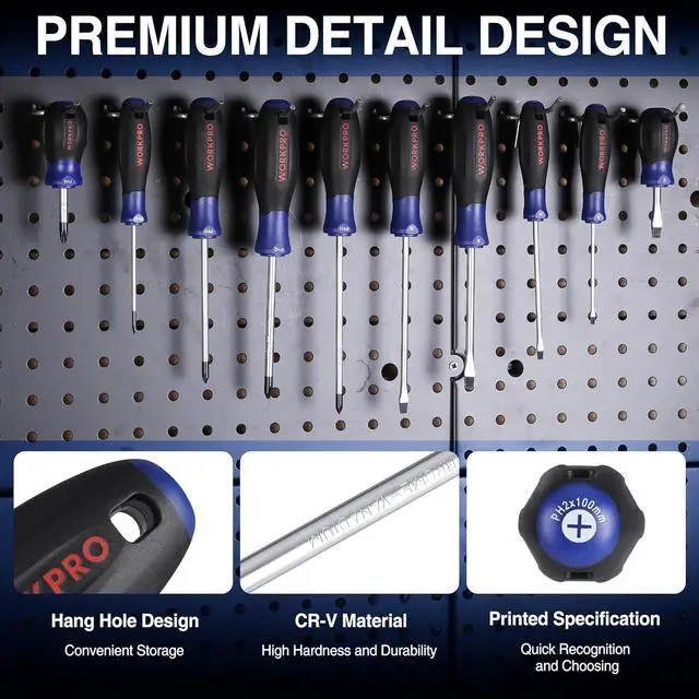 Alt view image 5 of 7 - 10-Piece Magnetic Screwdriver Set with Pouch Phillips Slotted Flat Head Screwdriver Include Magnetizer Screwdriver with Non-Slip Grip for Home Repair and DIY Projects