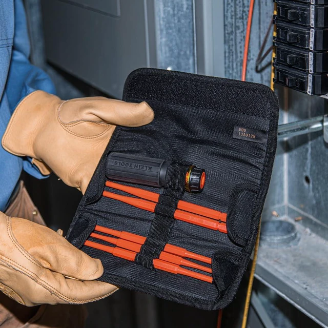 Alt view image 6 of 7 - Klein Tools 32288 Insulated Screwdriver 8-in-1 Screwdriver Set with Interchangeable Blades 3 Phillips 3 Slotted and 2 Square Tips