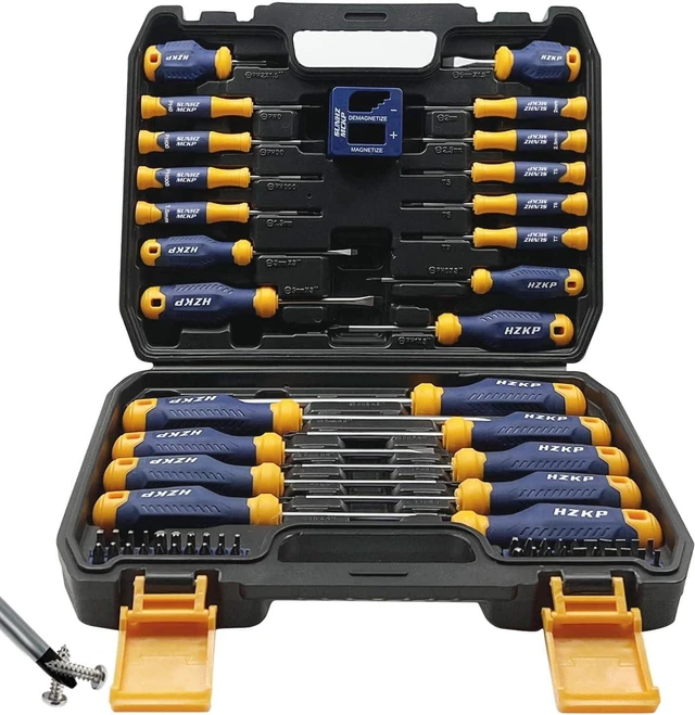 Main image of SUNHZMCKP Magnetic Screwdriver Set 66-Piece S2- Alloy Tool Steel Includes Slotted/Phillips/Torx Mini Precision Screwdrivers Replaceable Screwdriver Bits With Sturdy tool box