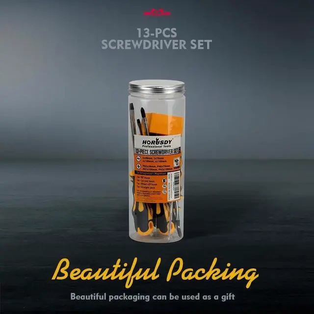 Alt view image 7 of 7 - 13-Pieces Screwdriver Set Magnetic 4 Phillips and 4 Flat Head Tips and Precision Automotive Hook Set for Fastening and Loosening Seized