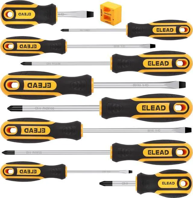 Main image of 11-piece Screwdriver Set 5 Phillips and 5 Slotted Tips magnetic screwdriver set screw driver work on small screws as well as large. Magnetizer Demagnetizer for Screwdriver Tips Bits and Small Tools