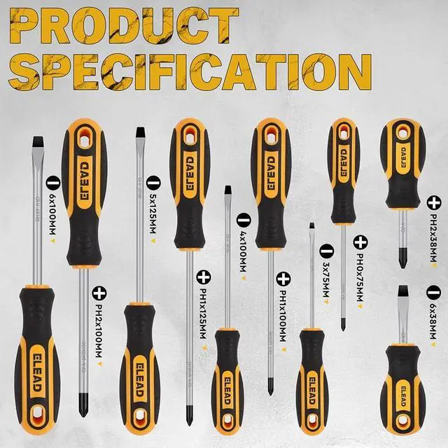 Alt view image 2 of 7 - 11-piece Screwdriver Set 5 Phillips and 5 Slotted Tips magnetic screwdriver set screw driver work on small screws as well as large. Magnetizer Demagnetizer for Screwdriver Tips Bits and Small Tools