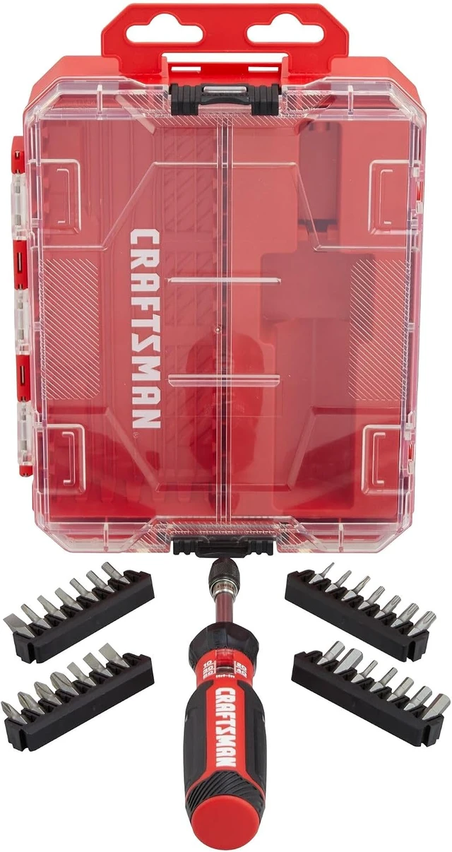 Alt view image 2 of 7 - Torque Screwdriver Set with Storage 1 Phillips Slotted Hex Torx and Square Screwdriving Bits 29 Piece (CMHT68130)