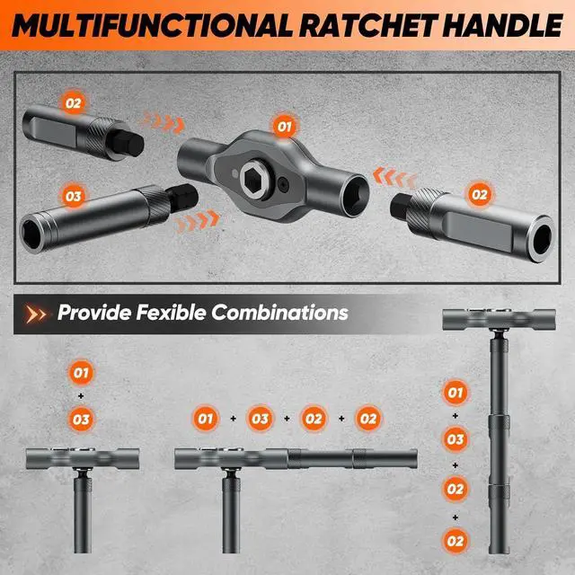 Alt view image 5 of 7 - 42 in 1 Magnetic Screwdriver Set Multi Bit Free Combination Ratchet Screwdriver Set Portable Repair Tool Kit for Gifts Furniture Computer Bicycle and DIY Grey