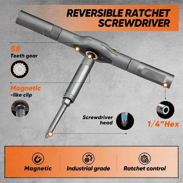 Alt view image 6 of 7 - 42 in 1 Magnetic Screwdriver Set Multi Bit Free Combination Ratchet Screwdriver Set Portable Repair Tool Kit for Gifts Furniture Computer Bicycle and DIY Grey
