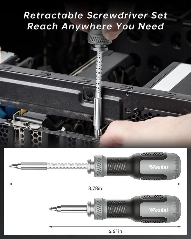 Alt view image 4 of 7 - 13-in-1 Multi-bit Screwdriver Set Tool All in One [Super Durable] Screw Driver Set Kit Flat Head Philips Torx Hex Square Repair Kit Man Gift Nut Driver