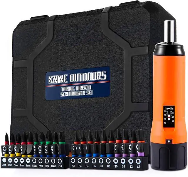 Main image of Torque Screwdriver Wrench Driver Set 10-70 Inch Pounds lbs for Maintenance with T-bar Handle 40 Hex Bits 1/4 Socket Shaft Extension For Tools Bike Repairing and Mounting (Orange)