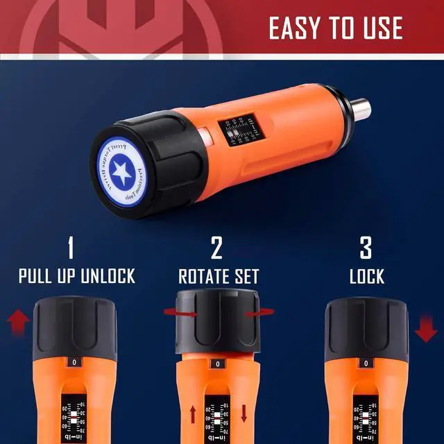 Alt view image 3 of 7 - Torque Screwdriver Wrench Driver Set 10-70 Inch Pounds lbs for Maintenance with T-bar Handle 40 Hex Bits 1/4 Socket Shaft Extension For Tools Bike Repairing and Mounting (Orange)