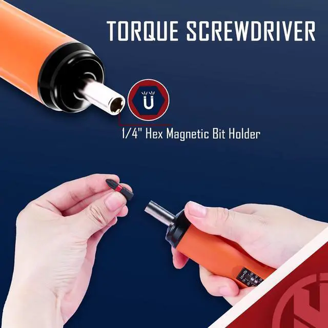 Alt view image 5 of 7 - Torque Screwdriver Wrench Driver Set 10-70 Inch Pounds lbs for Maintenance with T-bar Handle 40 Hex Bits 1/4 Socket Shaft Extension For Tools Bike Repairing and Mounting (Orange)