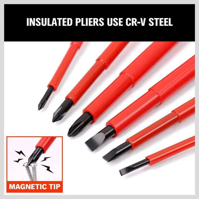 Alt view image 4 of 7 - 6-Piece 1000v Insulated Screwdriver Set Magnetic Tip Electrician screwdriver Set (Insulated Screwdriver Set)