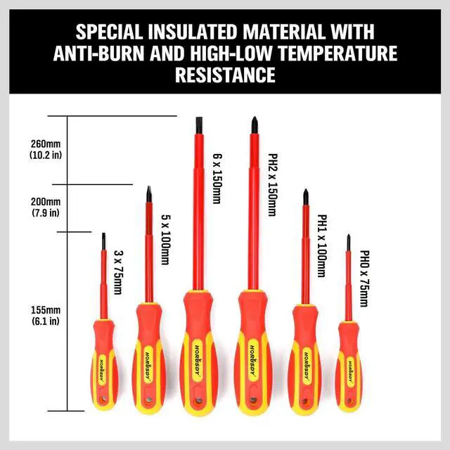 Alt view image 5 of 7 - 6-Piece 1000v Insulated Screwdriver Set Magnetic Tip Electrician screwdriver Set (Insulated Screwdriver Set)